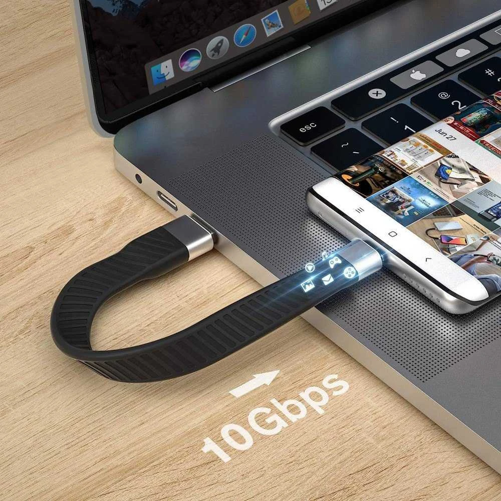 Kabelis USB Techly USB-C - USB-C 0.12 m Juodas (ICOC USBC-FL-U322)