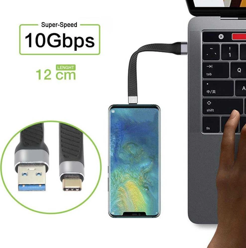 Kabelis USB Techly USB-C - USB-C 0.12 m Juodas (ICOC USBC-FL-U322)