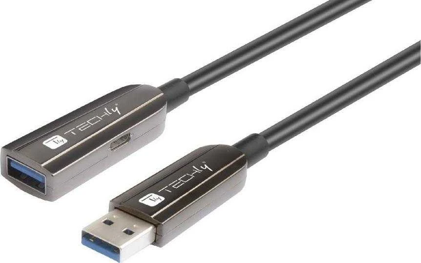 Kabelis USB Techly USB-C - USB-C 20 m Juodas (ICOC U3AMF-HY-020)