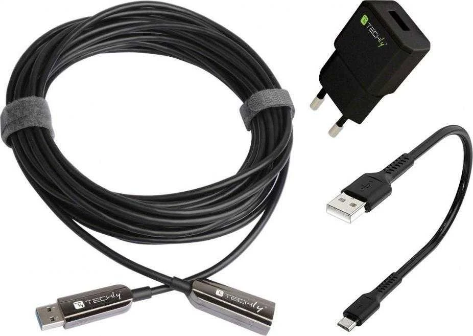 Kabelis USB Techly USB-C - USB-C 20 m Juodas (ICOC U3AMF-HY-020)