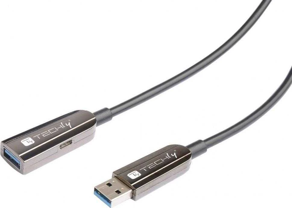Kabelis USB Techly USB-C - USB-C 20 m Juodas (ICOC U3AMF-HY-020)