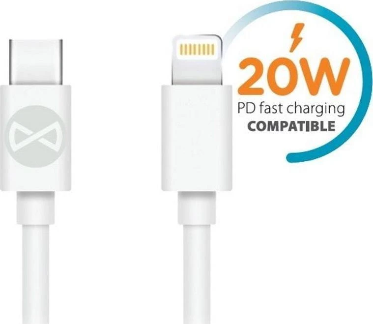 Forever USB-C – Lightning laidas 1,0 m 20W baltas