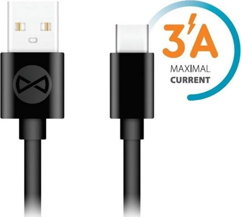 Forever USB – USB-C laidas 1,0 m 3A juodas
