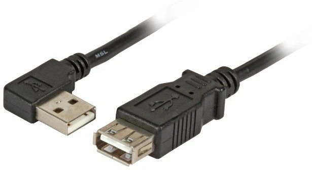 Efb Elektronik Kabelis USB TecLine USB 2.0 Kabelis St. A linksgewinkelt - Bu. A, juodas, 1,0 m - 39912501