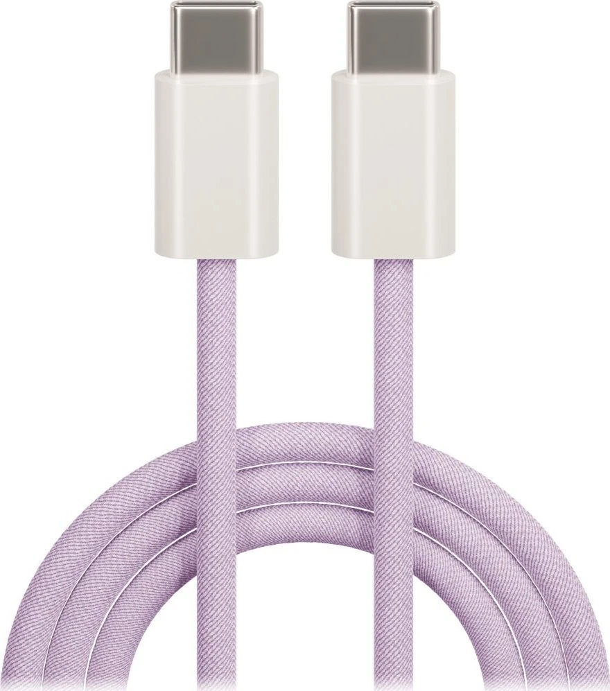 Maxlife MXUC-06 laidas USB-C – USB-C 1,0 m 20W violetinis nailoninis