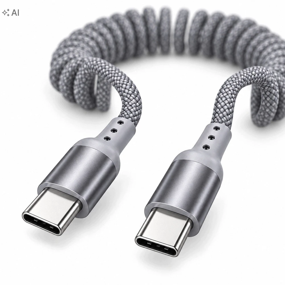 Teltech USB-C - USB-C spyruoklinis 100W 2m