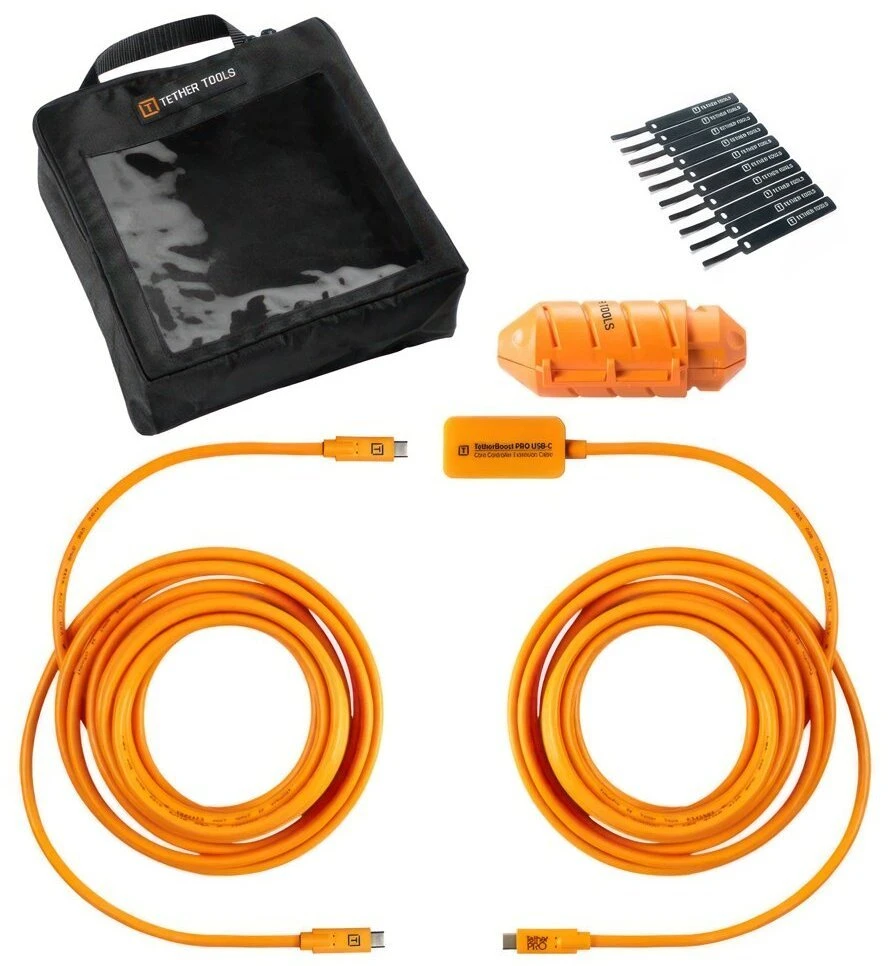 Kabelis USB Tether Tools USB-C - USB-C 9.4 m Oranžinė (CUC31R-ORG)