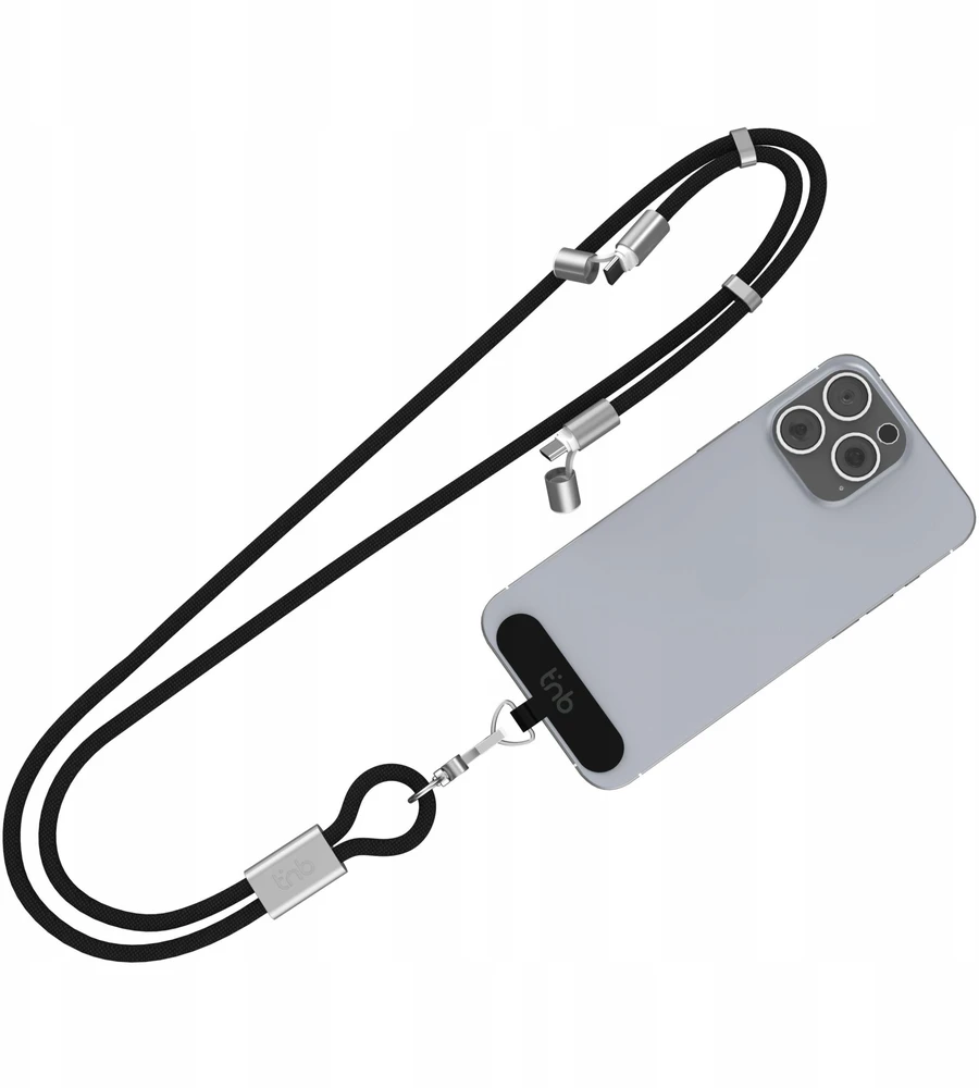 USB laidas TnB 2x USB-C 60 W Pakabinamas ant kaklo telefonui 2 in 1 TCPDNECKBK (SB11776)