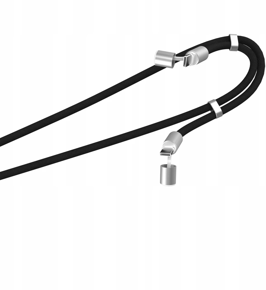 USB laidas TnB 2x USB-C 60 W Pakabinamas ant kaklo telefonui 2 in 1 TCPDNECKBK (SB11776)