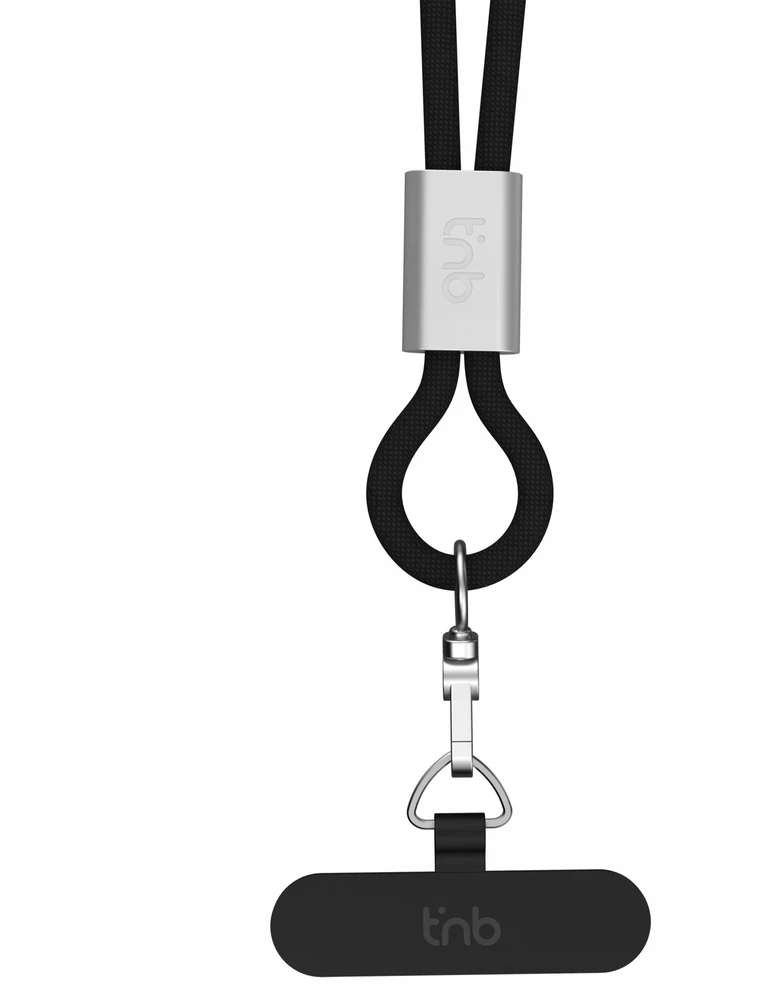 USB laidas TnB 2x USB-C 60 W Pakabinamas ant kaklo telefonui 2 in 1 TCPDNECKBK (SB11776)