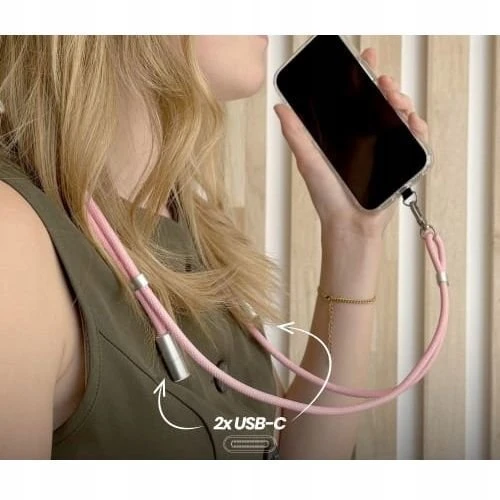 USB laidas TnB TCPDNECKPK 2x USB-C 60W Pakabinamas ant kaklo telefonui 2in1 (SB11777)