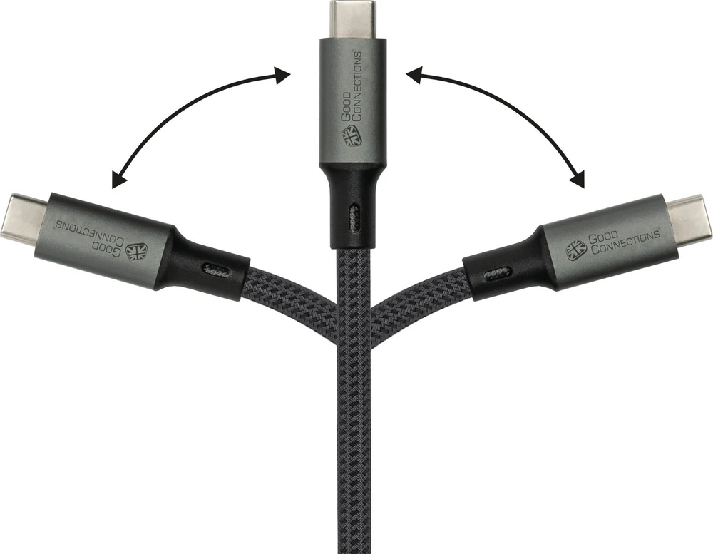 Nezatříděno GoodConnections USB-C 4.0 (ST-ST) 1,8 m jungiamojo kabelio tekstilinis apvalkalas 100 W 8K 30 Hz antracitas