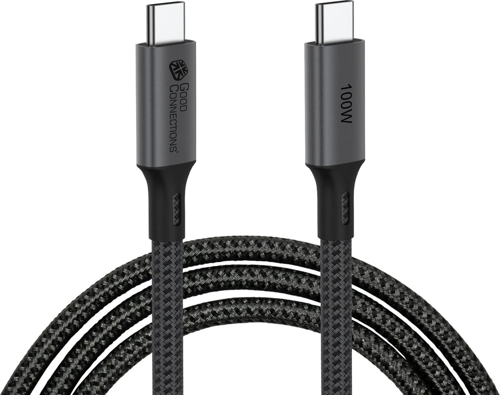 Nezatříděno GoodConnections USB-C 4.0 (ST-ST) 1,8 m jungiamojo kabelio tekstilinis apvalkalas 100 W 8K 30 Hz antracitas