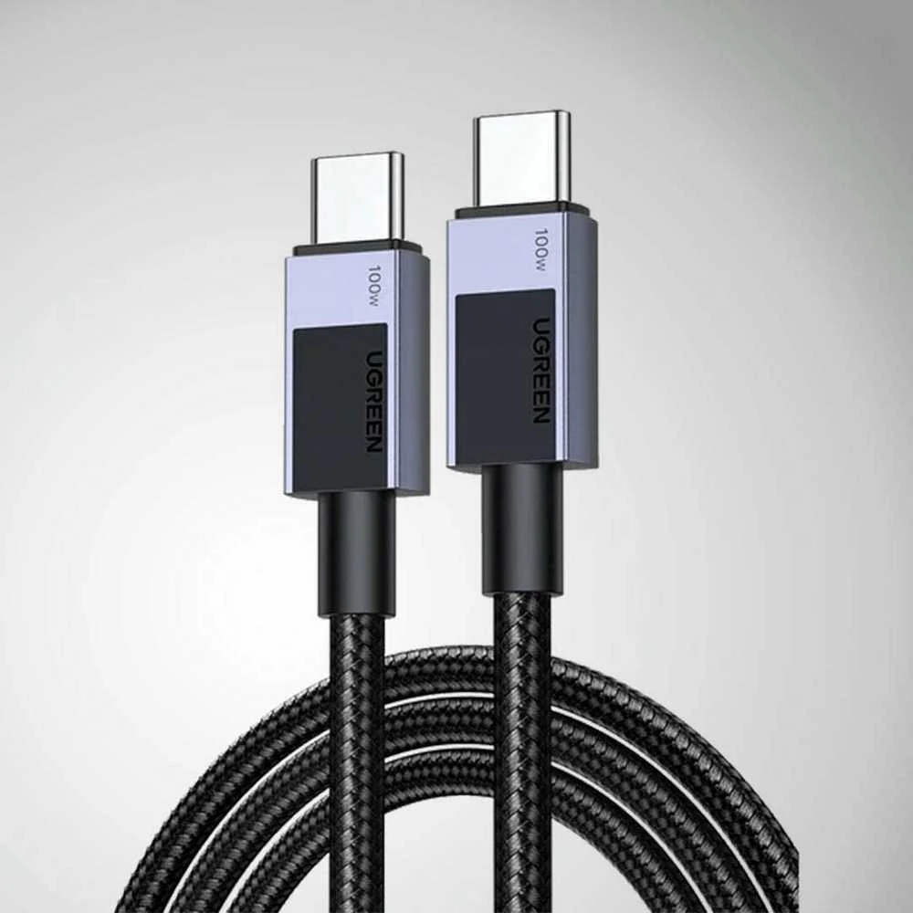 Ugreen Type C 2.0 Vīrietis uz Type C 2.0 Vīrietis 5A Datu Kabelis 1M Melns