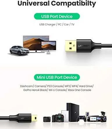 UGREEN USB – mini USB kabelis US132 3m