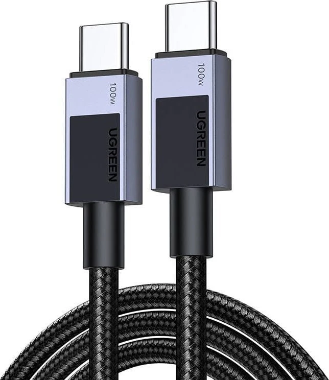 UGREEN USB-C – USB-C kabelis, PD greitasis įkrovimas, pilkas, 0.5m