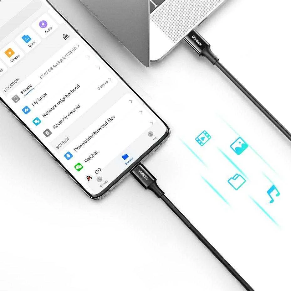 UGREEN USB2.0 Type-C į Type-C 1m (balta)