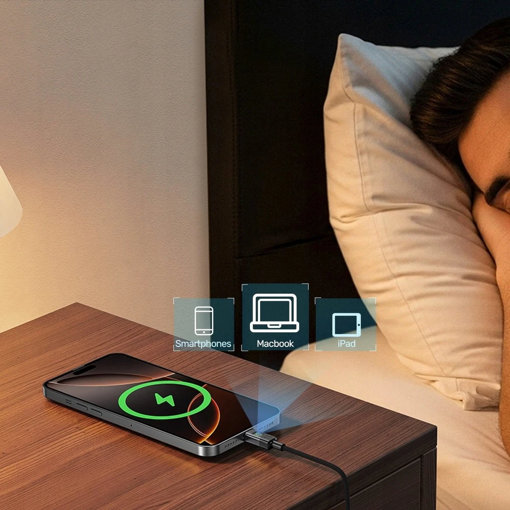 Unitek USB-C PD 60W 480Mbps kabelis su ekranu 2m su juoda pinta viela