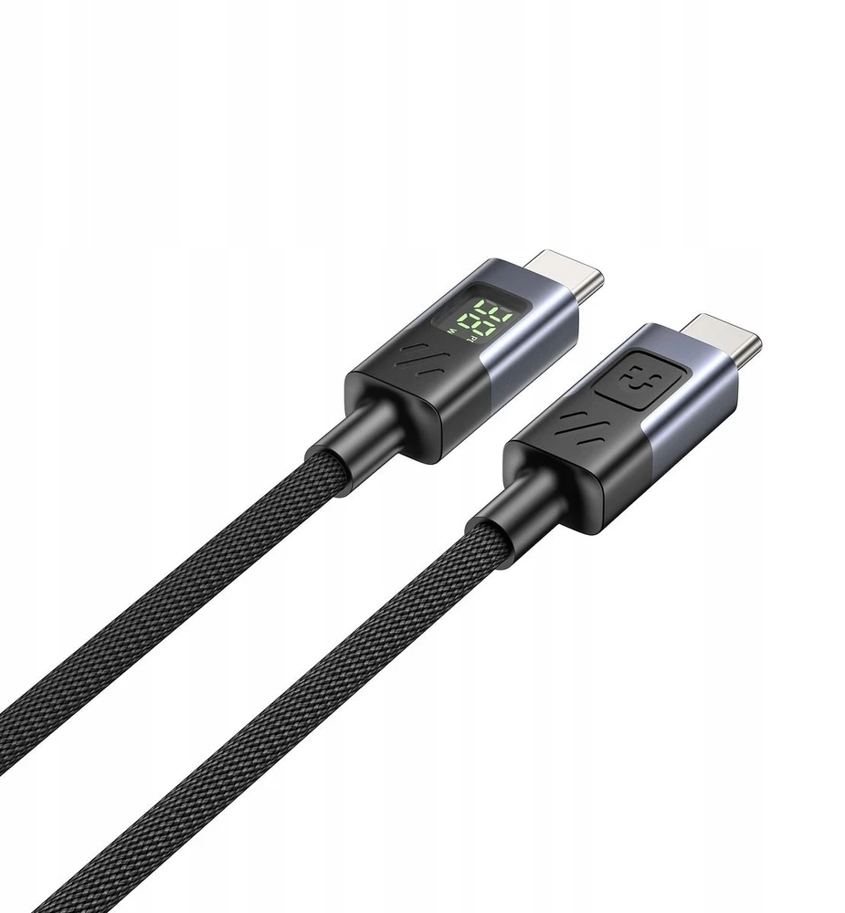 Unitek USB-C PD laidas 60W 480Mbps su ekranu 3m su juoda pynele