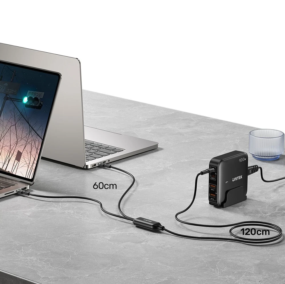 UNITEK USB-C 2-in-1 PD 100W silikoninis laidas 1,8 m