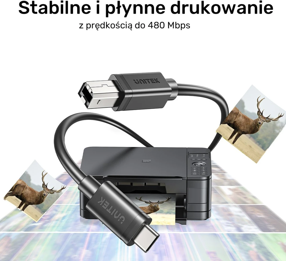 Unitek kabelis do drukarki USB C na USB B 2.0 juoda 1m
