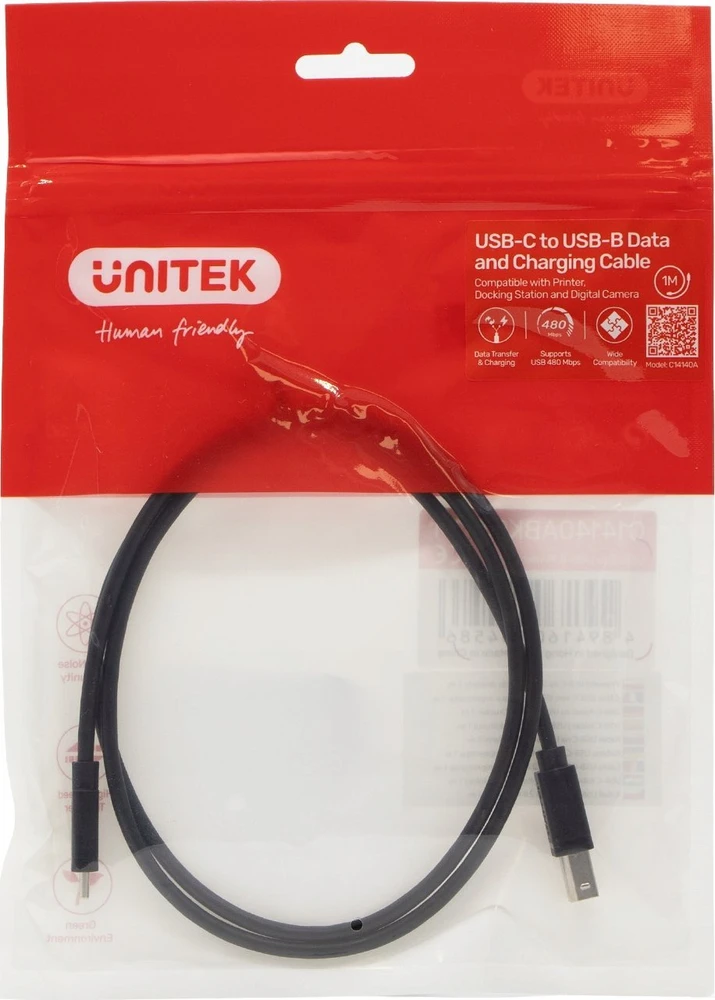 Unitek kabelis do drukarki USB C na USB B 2.0 juoda 1m