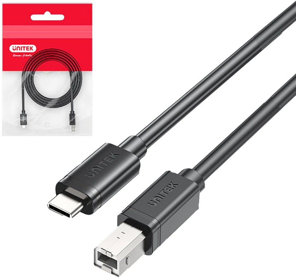 Unitek kabelis do drukarki USB C na USB B 2.0 juoda 1m