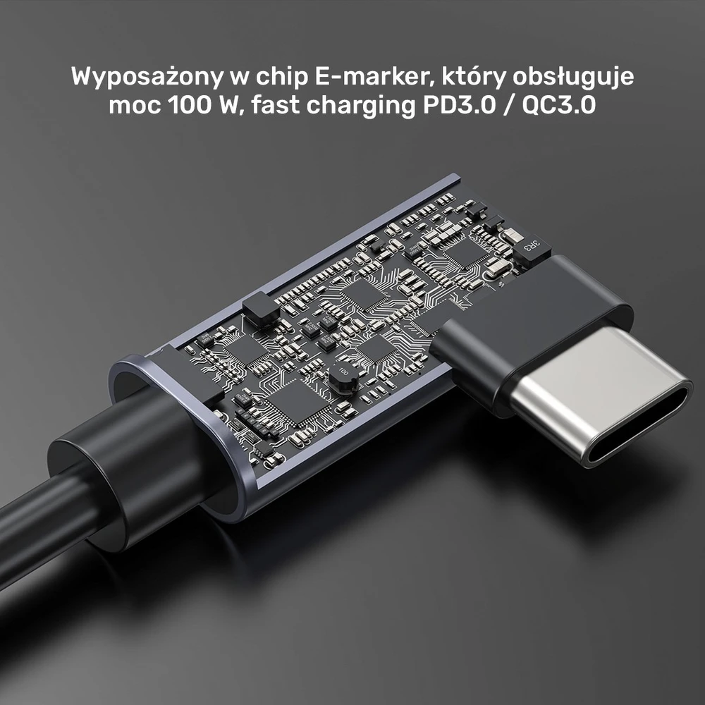 UNITEK C14147ABK01-0.5M - USB C 90°/90° PD 100W M/M 1M