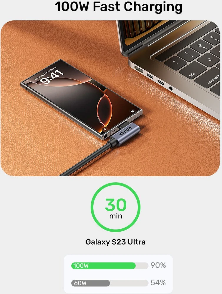 UNITEK C14147ABK01-0.5M - USB C 90°/90° PD 100W M/M 1M