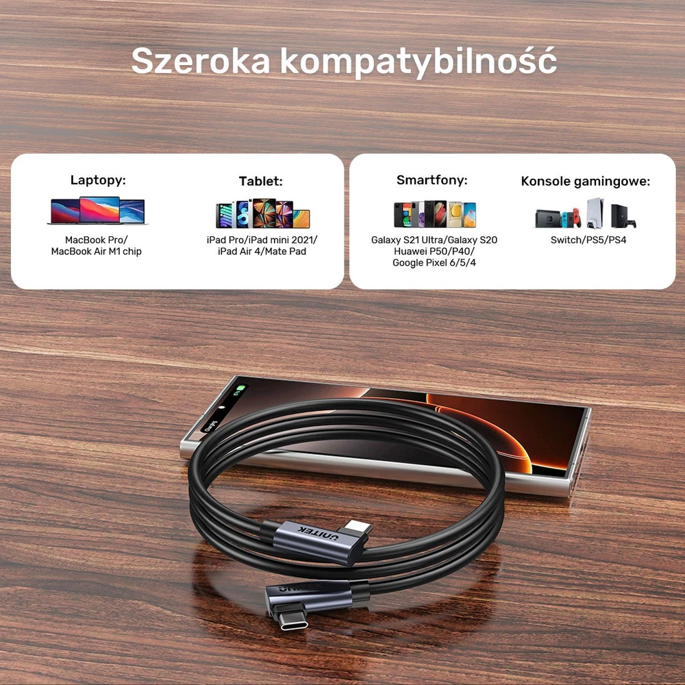 UNITEK C14147ABK01-0.5M - USB C 90°/90° PD 100W M/M 1M