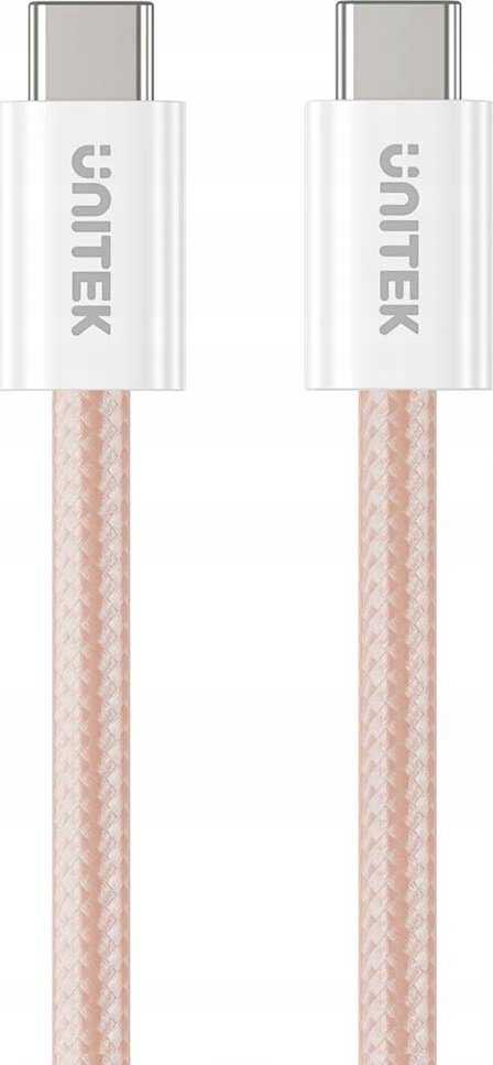 Unitek USB C PD magnetiškai ištraukiamas laidas 100W rožinis 1m