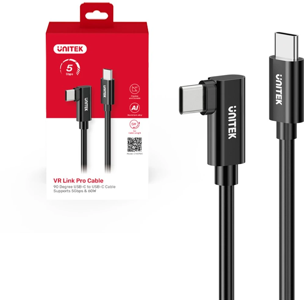 „Unitek VR Link Pro“ USB-C–C laidas palaiko 5 Gps ir 60 W galią
