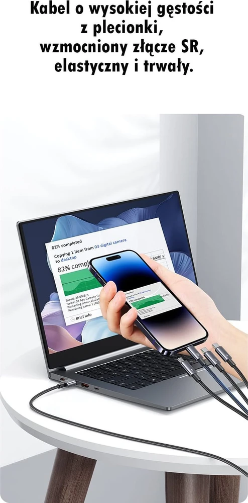 USAMS kabelis 4in1 2xUSB-C/Lightning/MicroUSB 15W 1.2m aliuminio lydinio duomenų kabelis Sufeng serijos SJ739US