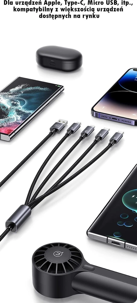 USAMS kabelis 4in1 2xUSB-C/Lightning/MicroUSB 15W 1.2m aliuminio lydinio duomenų kabelis Sufeng serijos SJ739US