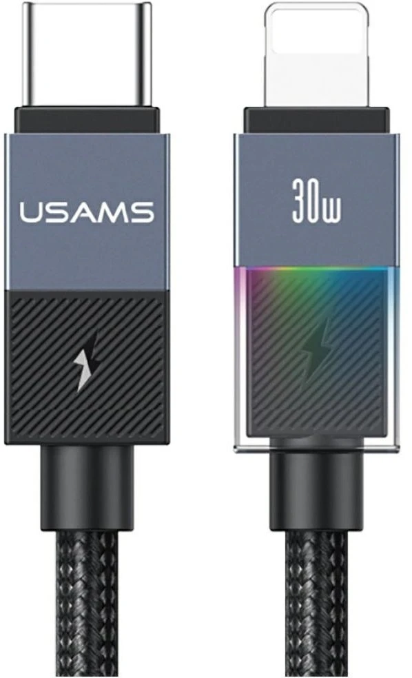 Kabelis USAMS SJ776 PD 30W USB-C/Lightning 1.2m, tamsintuvas