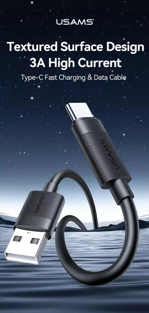 Kabelis USAMS U94 18W USB-C į USB-A 1m juodos spalvos