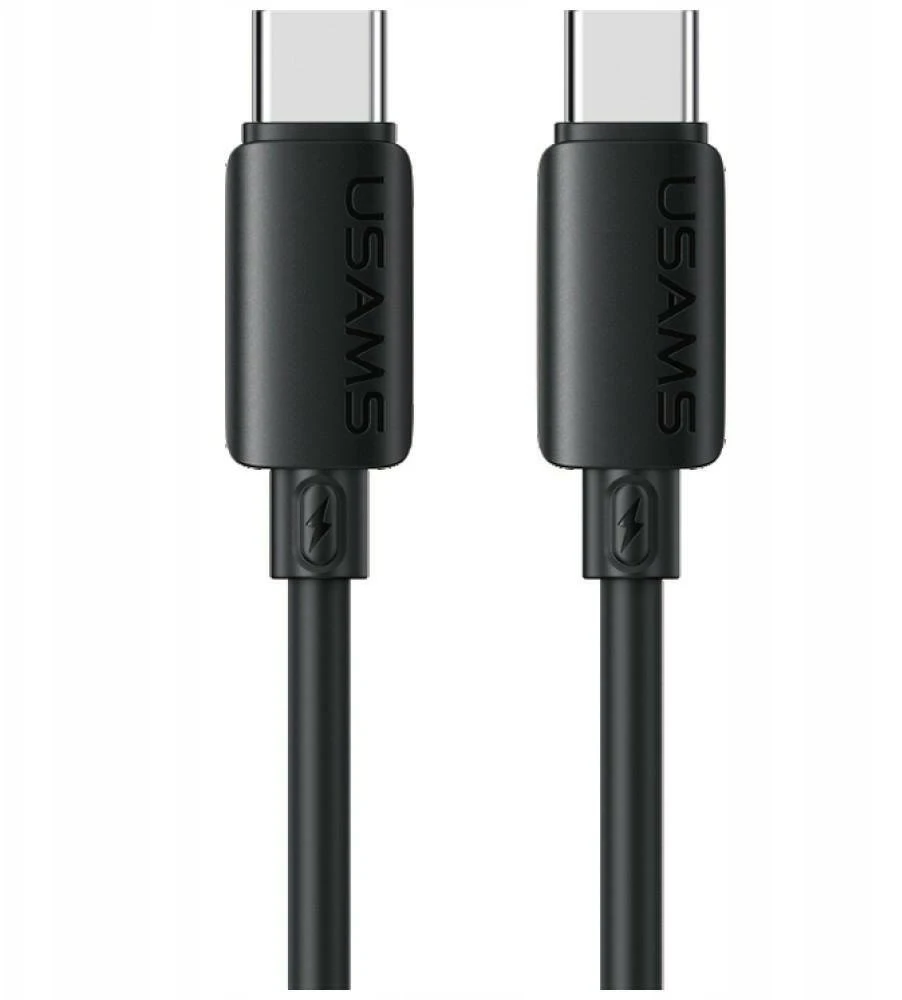 Kabelis USAMS U98 60W 3A Silicone Fast Charging USB-C į USB-C juodos spalvos