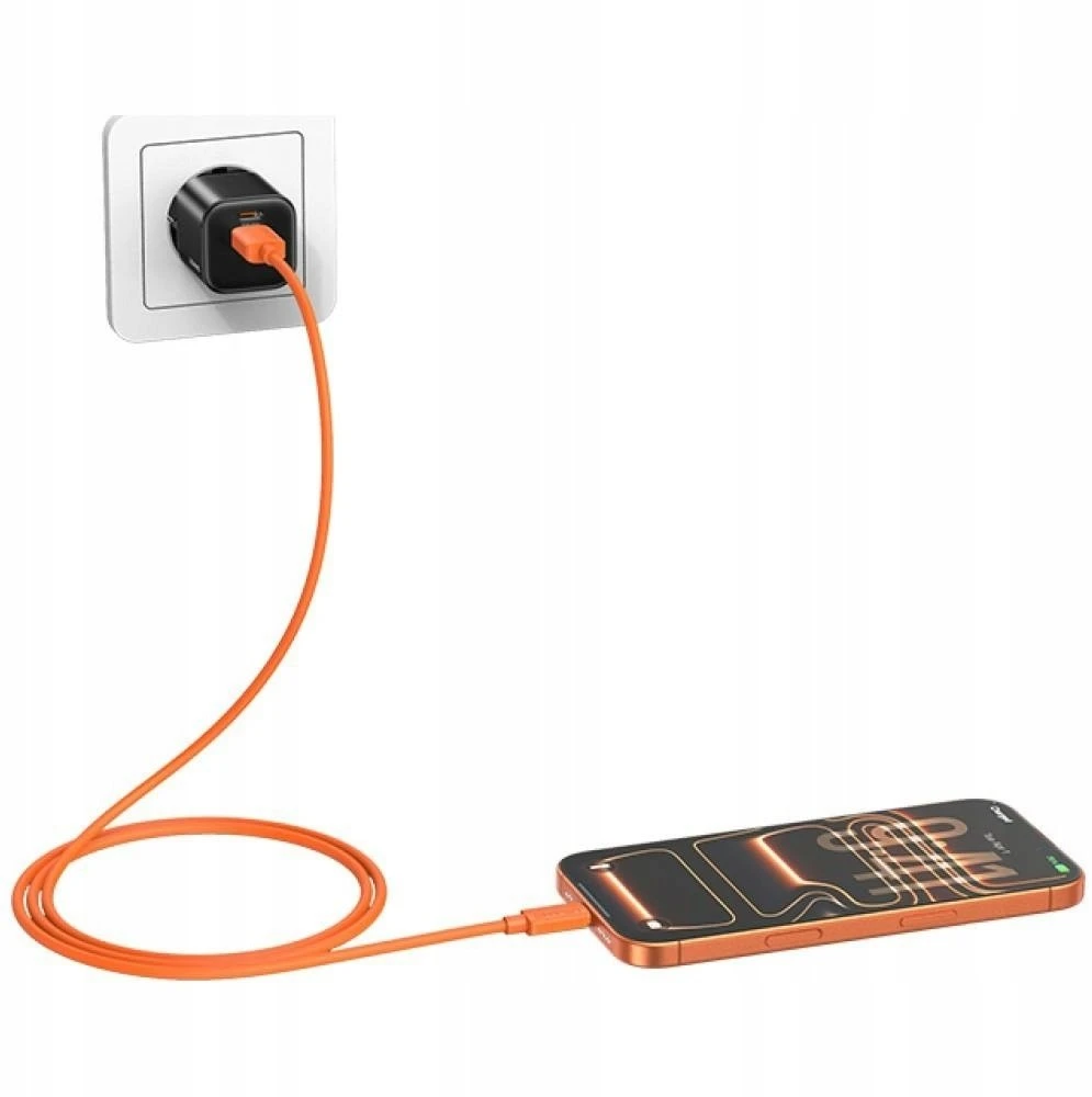 Kabelis USAMS U98 3A Silicone Fast Charging USB-C oranžinės spalvos