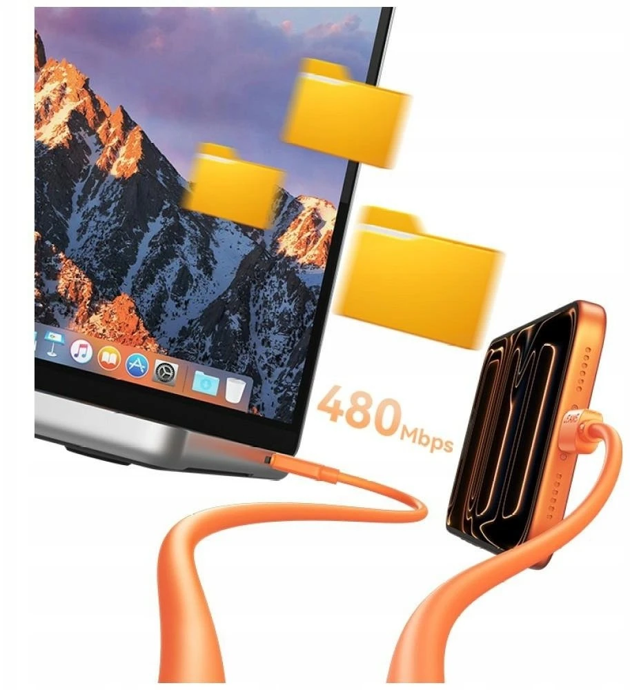 Kabelis USAMS U98 3A Silicone Fast Charging USB-C oranžinės spalvos