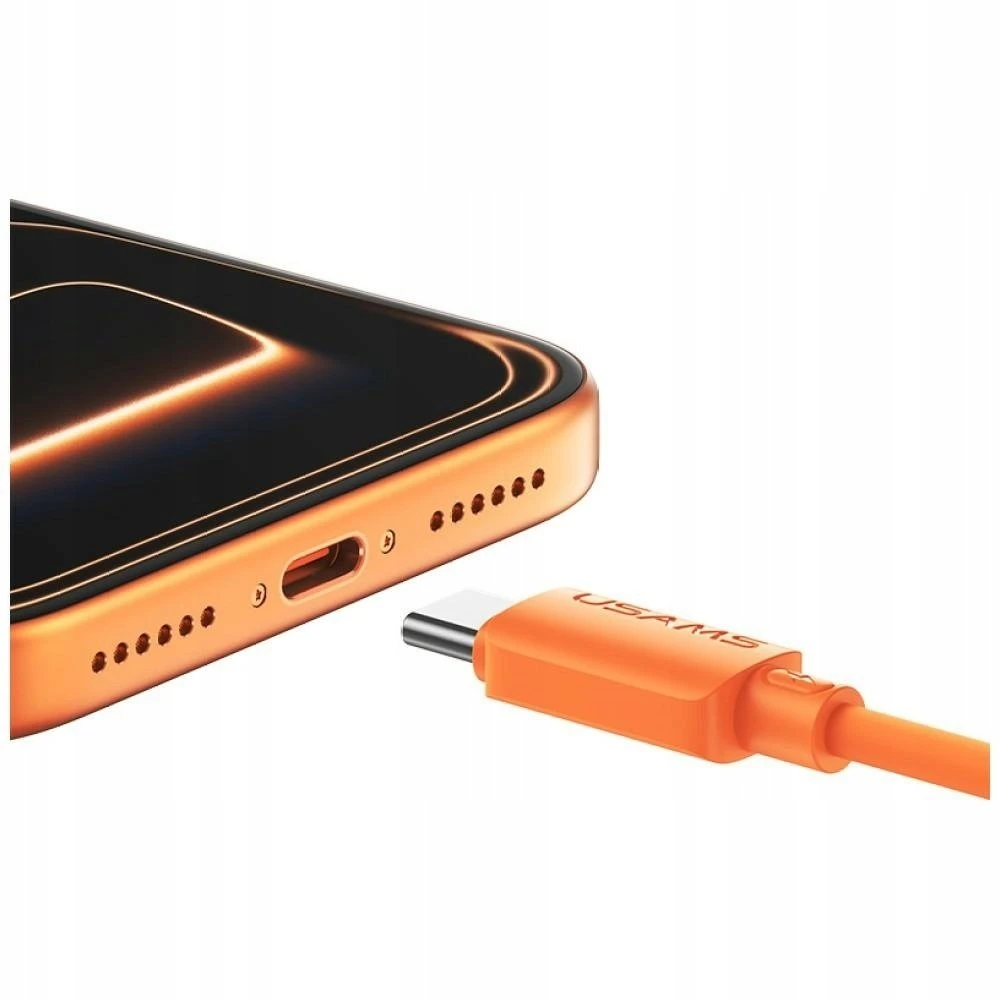 Kabelis USAMS U98 3A Silicone Fast Charging USB-C oranžinės spalvos
