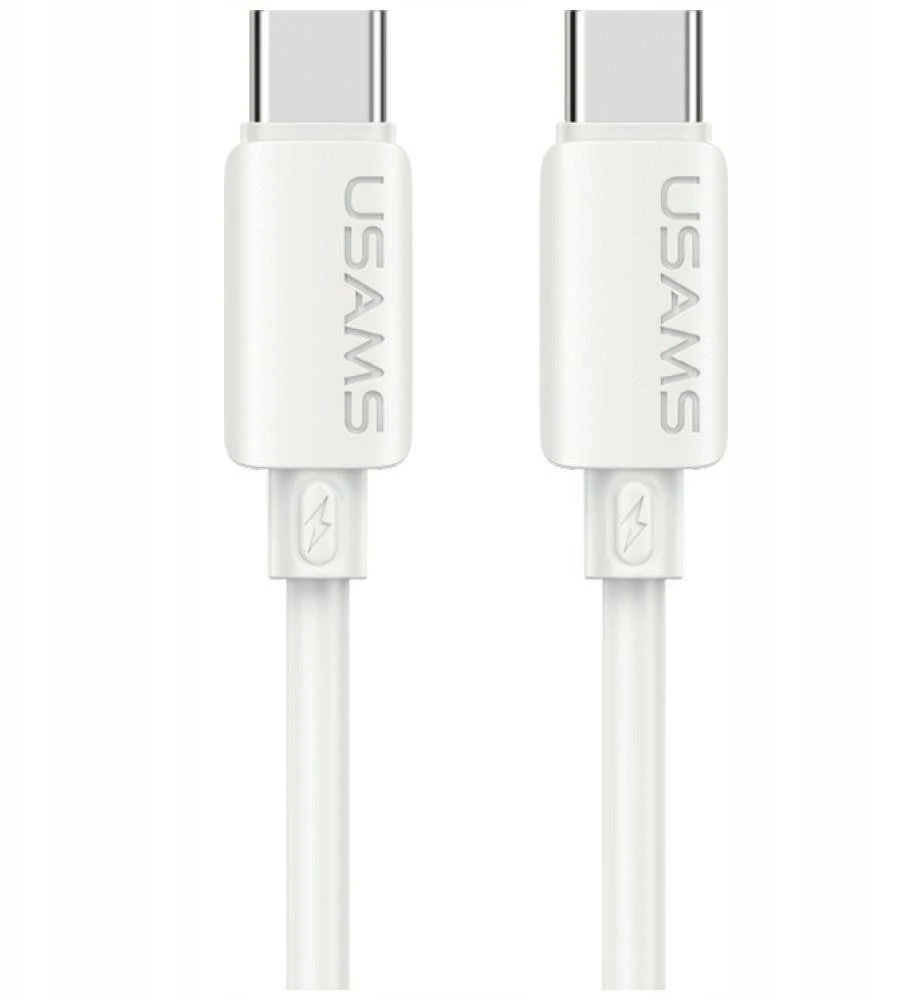 Kabelis USAMS U98 60W 3A Silicone Fast Charging USB-C į USB-C baltos spalvos