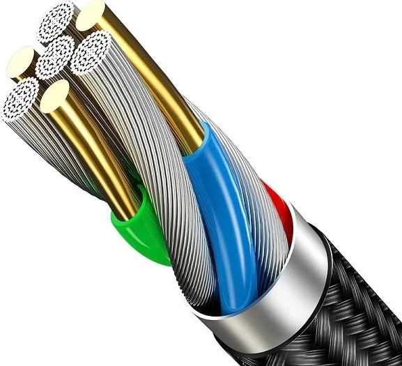 USAMS Braided U5 3-in-1 Kabelis 1.5m 2A juodos spalvos (Lightning/microUSB/USB-C) SJ2193IN101 (US-SJ219)