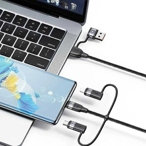 USAMS Kabelis U85 2xUSB-C/USB/Micro-USB/ Lightning 6in1 1,2m 100W PD Fast Charge violetinės spalvos SJ645USB02 (US-SJ645)