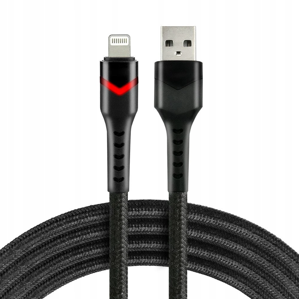 Usams USB-A / Lightning laidas Apple iPhone LED RGB everActive CBB-1IBR 100cm 2,4A