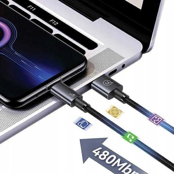 USAMS Kabelis USB į Micro-USB 2A 1.2m Greito įkrovimo plienas/tamsus SJ668USB01 (US-SJ668)