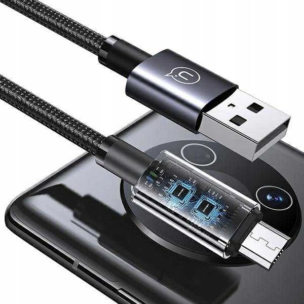 USAMS Kabelis USB į Micro-USB 2A 1.2m Greito įkrovimo plienas/tamsus SJ668USB01 (US-SJ668)