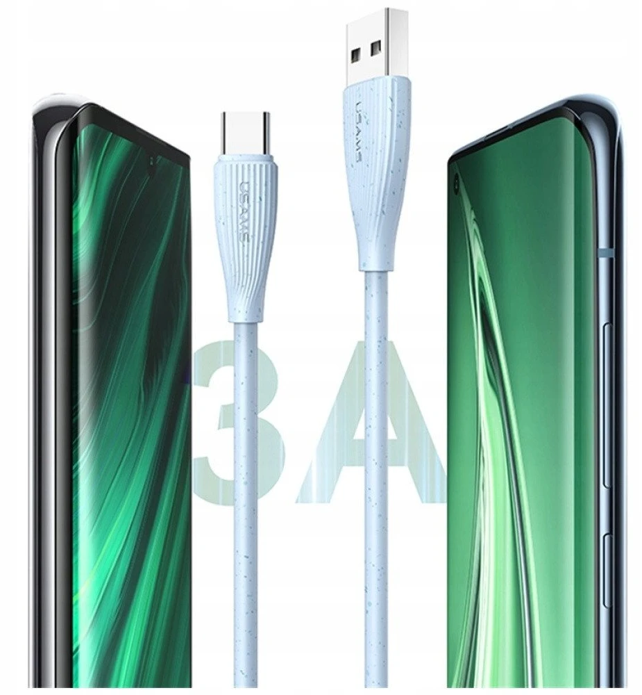 Kabelis USAMS Žalias Series SJ714 18W 3A USB-A į USB-C 1m baltos spalvos