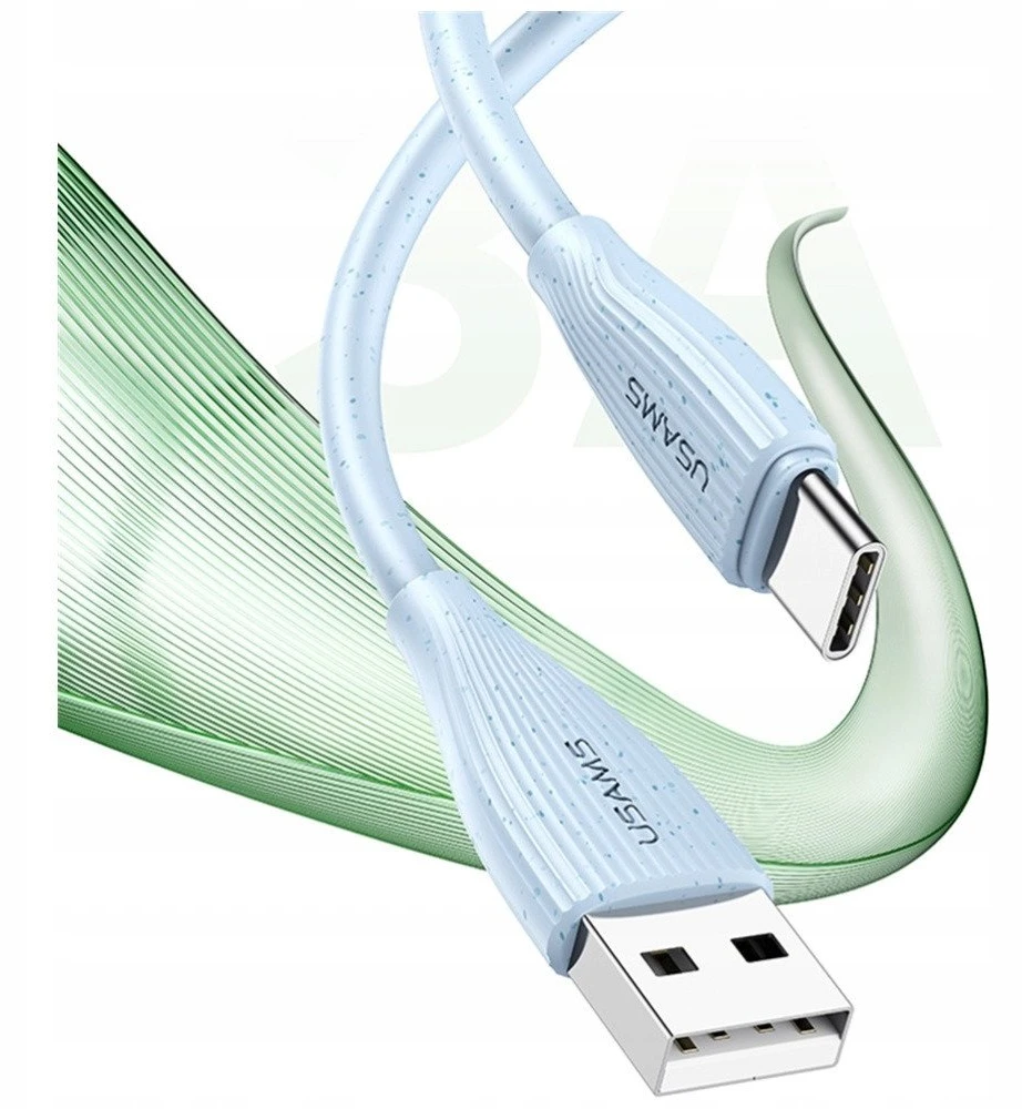 Kabelis USAMS Žalias Series SJ714 18W 3A USB-A į USB-C 1m baltos spalvos