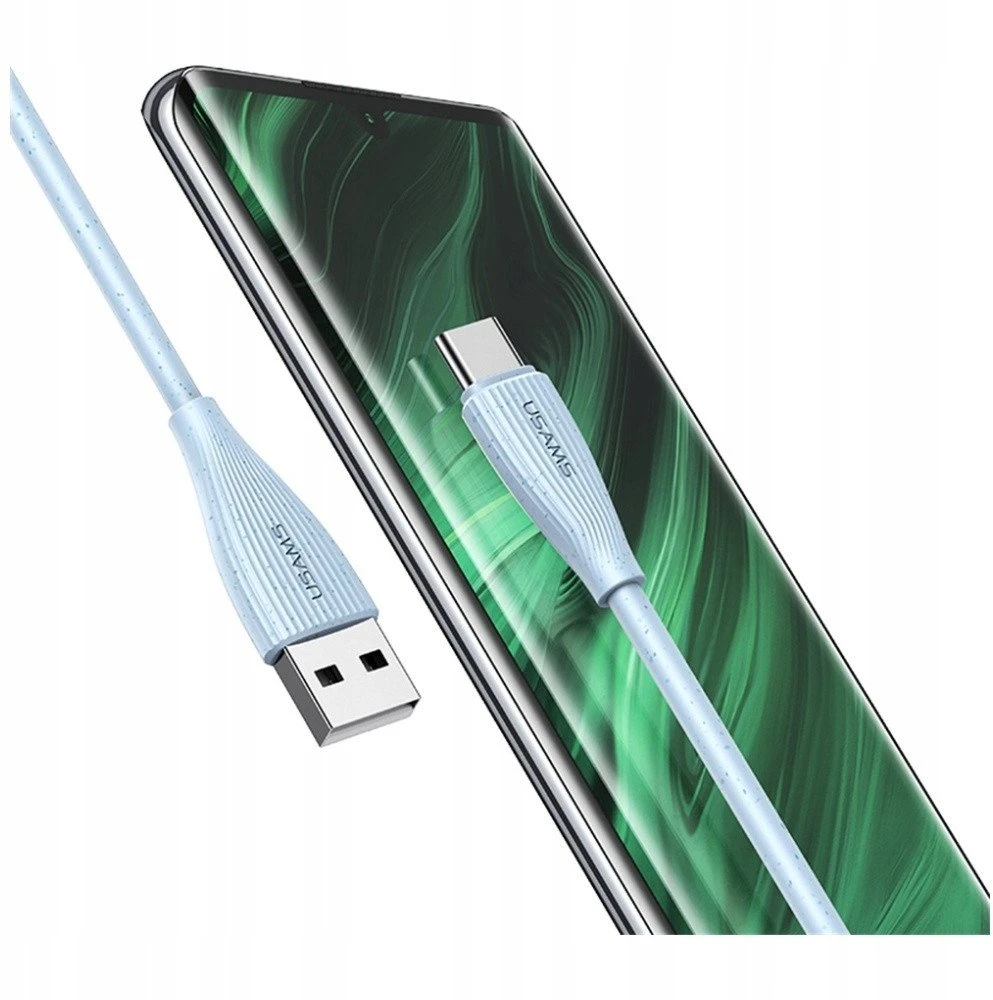 Kabelis USAMS Žalias Series SJ714 18W 3A USB-A į USB-C 1m baltos spalvos