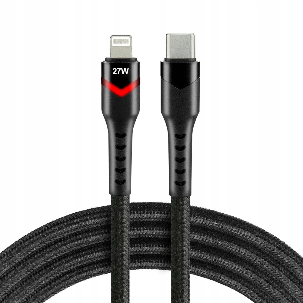 Usams USB-C / Lightning kabelis Apple iPhone LED RGB everActive CBB-1CIR 100cm PD 27W